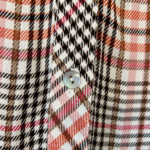 J.Jill Glen Plaid Ruffled Button-Front Blouse Small Petite Long Sleeve - Picture 6 of 10